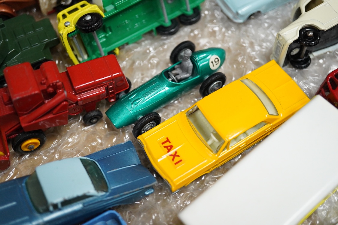 Eighty 1960s/70s Matchbox Series 1-75 regular wheels vehicles including; cars, commercial vehicles, plant vehicles, racing cars, military vehicles, tractors, etc.